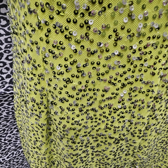 Amore Bella Green Sequin Halter Pull Over Maxi Evening Dress Sz L - Picture 6 of 9